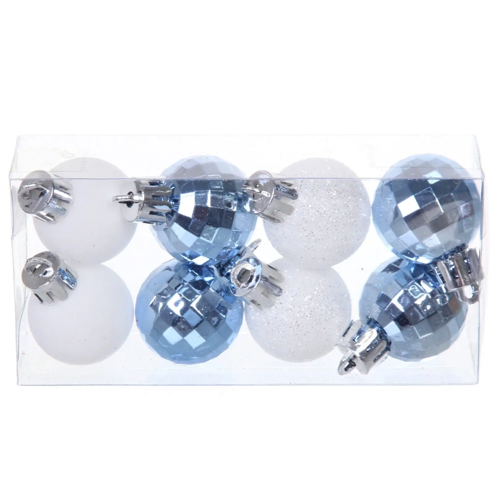 Набор ёлочных украшений «Сказочная зима» 45 предметов, Белый/Голубой