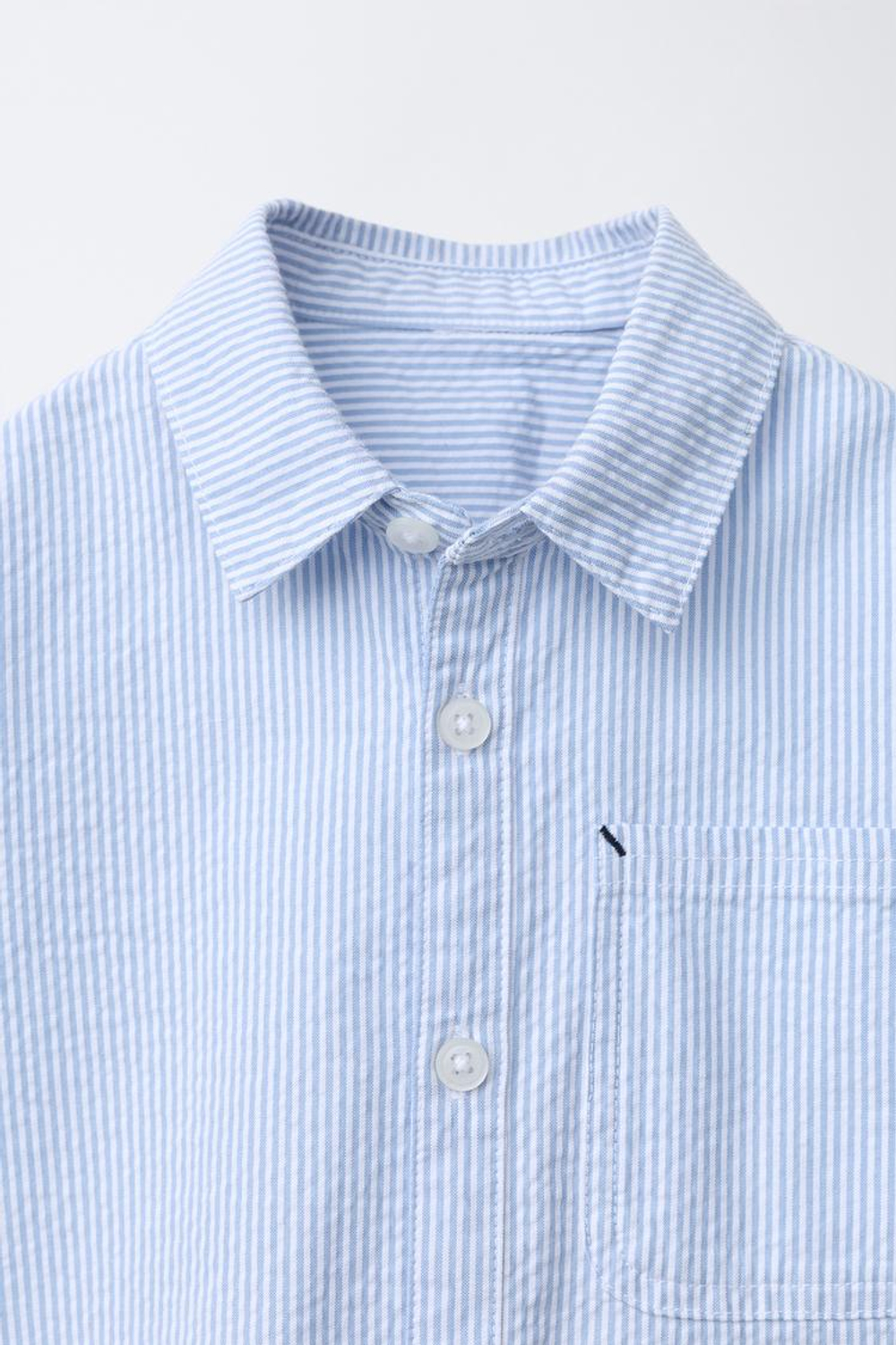 ZARA БАЗОВАЯ РУБАШКА ИЗ ЖАТОЙ ТКАНИ, СИНИЙ