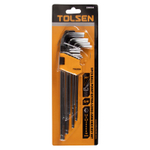 TOLSEN (TT20054) Набор Г-образных шестигранников 1,5-10 мм, длинные, с шаровым окончанием, 9 предметов