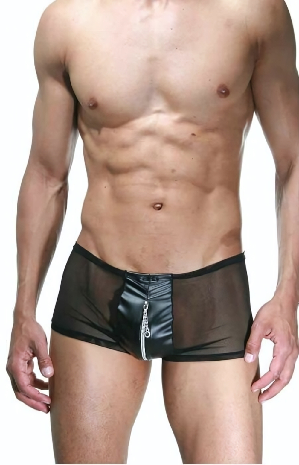 Мужские трусы-хипсы с молнией (Размер: L-XL) (Цвет: черный)