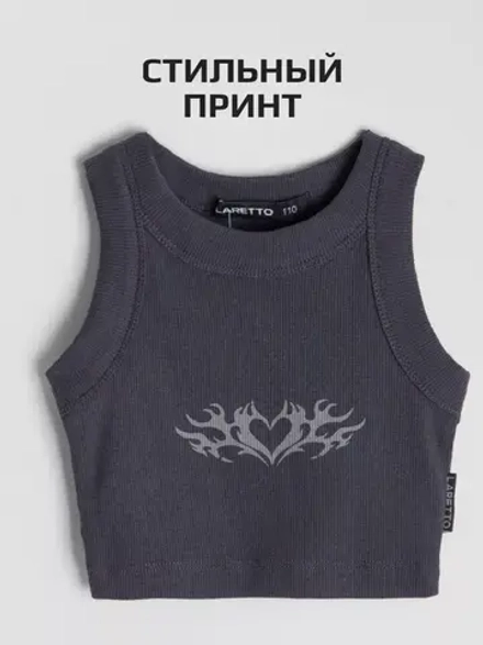 Летний кроп топ трикотажный детский