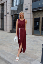 Платье изо льна в длине миди