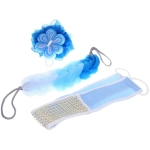 Набор банный в подарочной коробке «PREZENT», синий/голубой (три мочалки), 24*7*19*6см