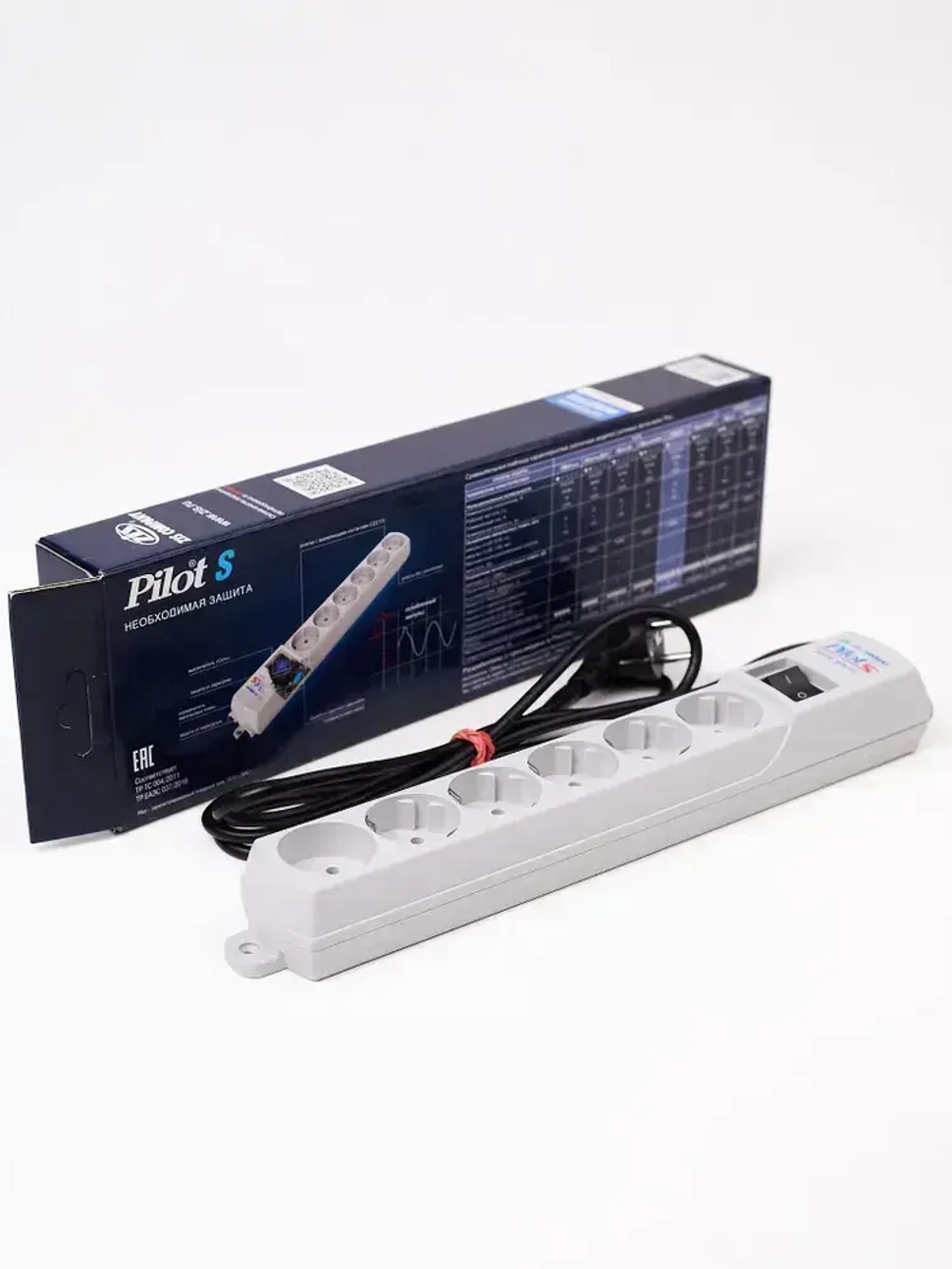 Сетевой фильтр с предохранителем 1.8м (6 розеток) белый Pilot S