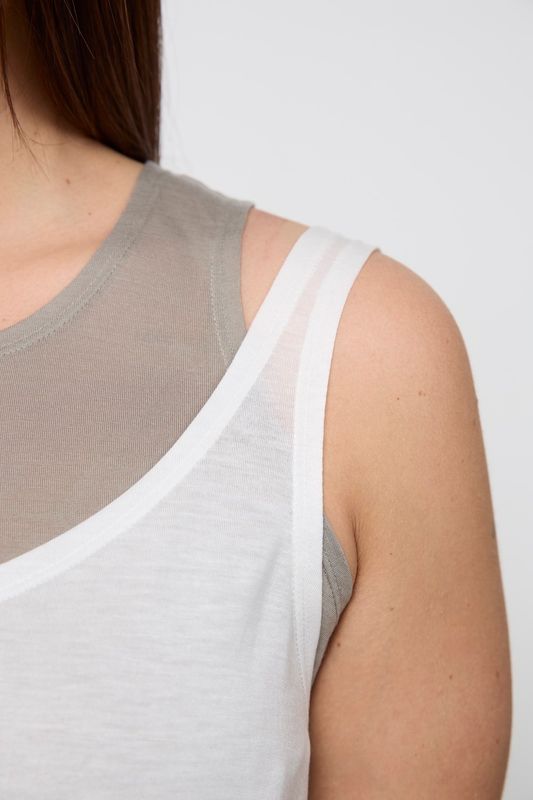 Майка двухслойная, серо-белый