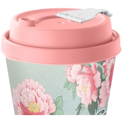 Стакан с крышкой 420мл с декором с клапаном «Сад пионов» (микс)