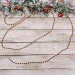 Бусы на ёлку 2,0 м «Шарик средний» d-8мм, Розовое золото