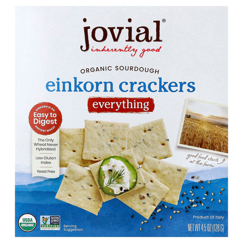 Jovial, Органические крекеры на закваске, без добавок, 128 г (4,5 унции)