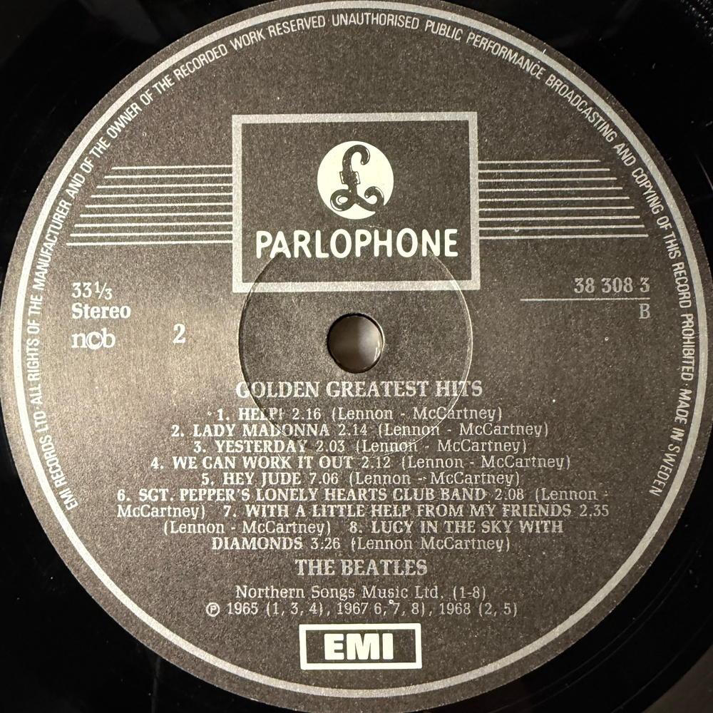 The Beatles ‎– Golden Greatest Hits (Швеция 1979г.)