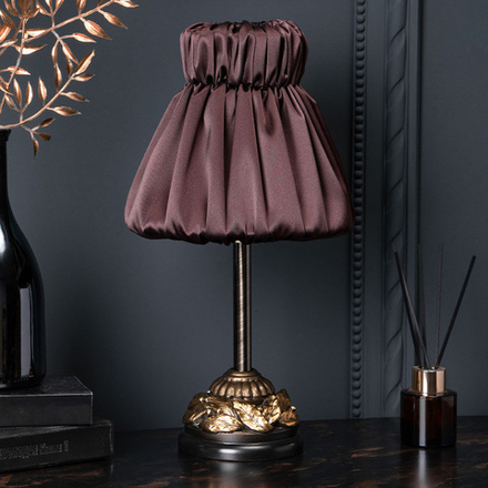 Настольная лампа Лоретт Бронза с абажуром Адель Шоколад