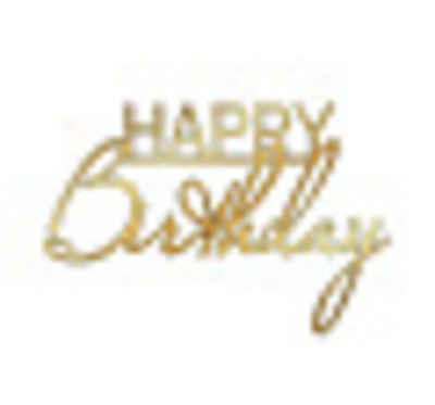 Топпер "Happy birthday" №15 12*8см, золото, материал акрил