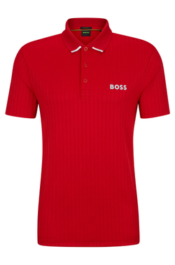 Теннисное поло BOSS x Matteo Drop-needle Polo Shirt With Contrast Logos - medium red