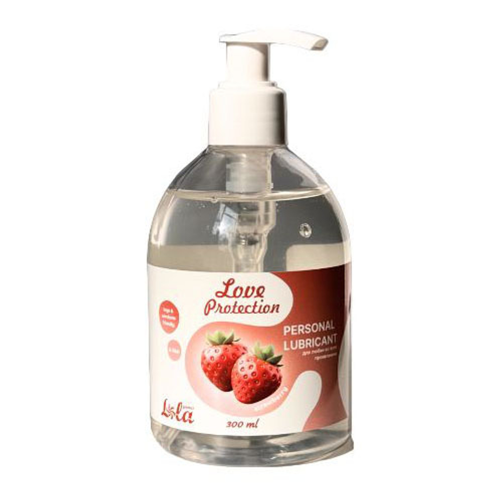 Лубрикант на водной основе с ароматом Клубники Lola Games Love Protection Strawberry 300мл