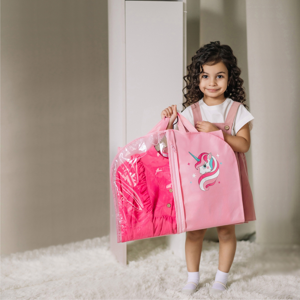 Набор для детского сада: кармашек, чехол, наклейки. Единорожек