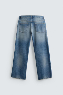 ZARA ДЖИНСЫ RELAXED FIT С РАЗРЕЗАМИ, СИНИЙ