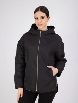 Куртка кожаная двухсторонняя с капюшоном демисезон