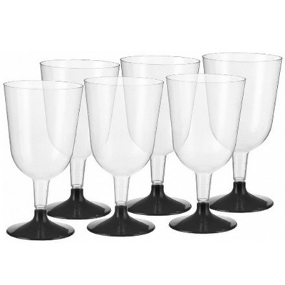 Бокал 200 мл для вина прозрачный (черная ножка) (6/324 шт.) ВЗЛП 1011