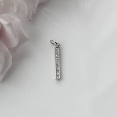 Подвеска Палочка с фианитами 19*2 мм, родий, П476