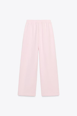 ZARA БАЗОВЫЕ ПРЯМЫЕ БРЮКИ ИЗ МЯГКОЙ ТКАНИ, РОЗОВЫЙ