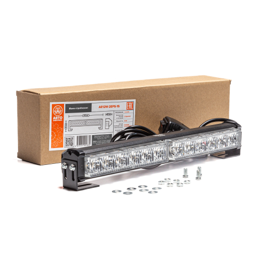 Маяк-стробоскоп 12/24 В, 12 Вт, желтый, 1-стор. (2 блока Epistar), 13 реж., крепление на кронштейне, прикуриватель (провод 3м), 310*40*50 мм