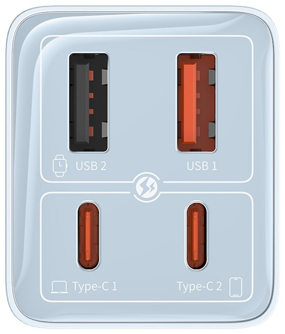 Зарядное устройство Baseus GaN6 Pro USB Type-C, USB синий