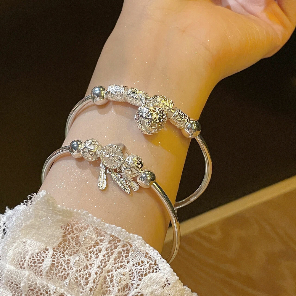 Браслет женский с шармами, серебро