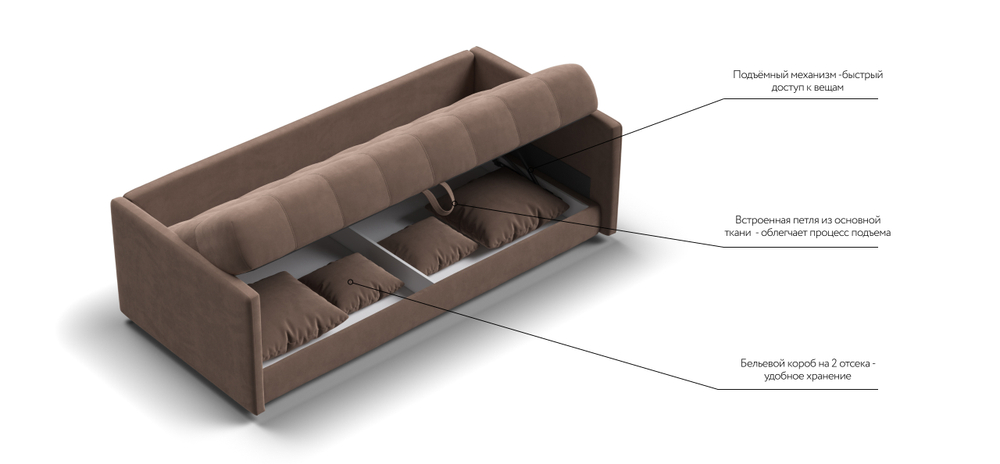 Тахта BOSS велюр Monolit мокко