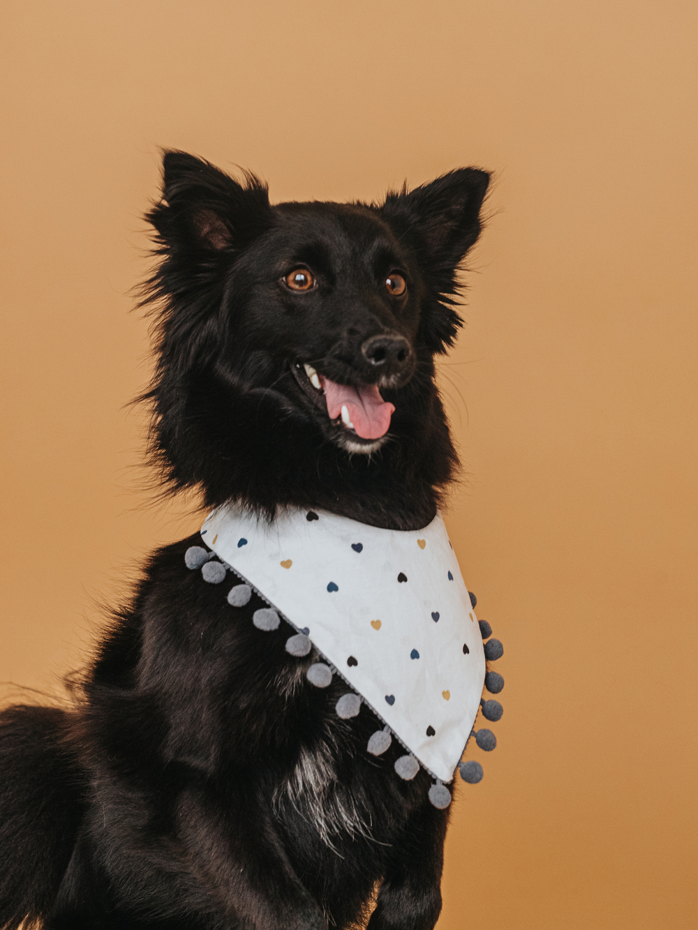 Бандана серая с сердечками