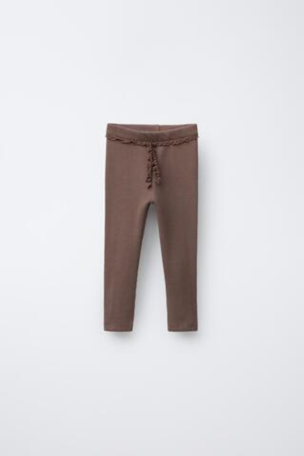 ZARA ЛЕГИНСЫ С КРУЖЕВОМ, ШОКОЛАДНЫЙ