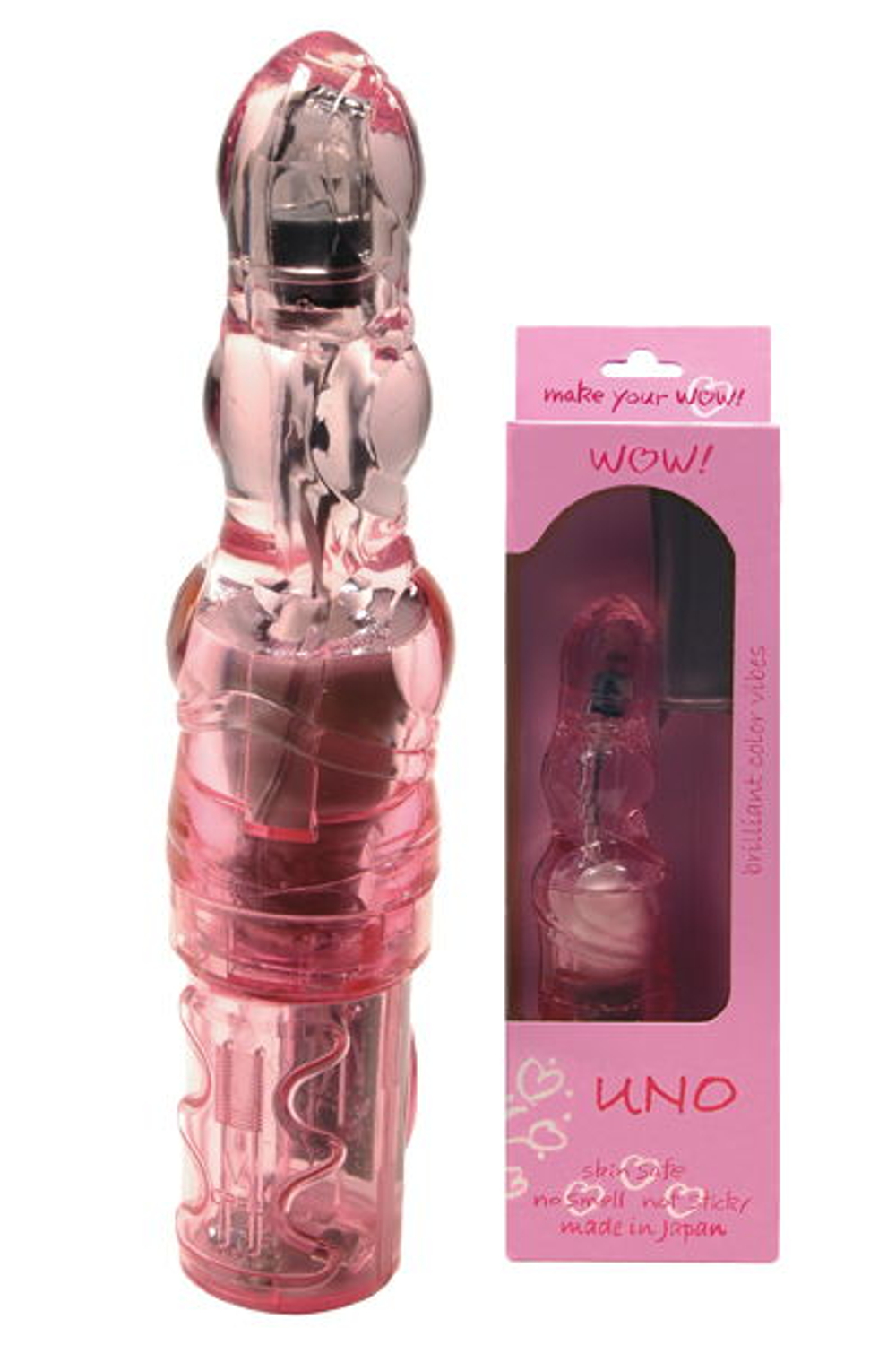 Розовый вибратор-ротатор в форме ёлочки - 17 см.