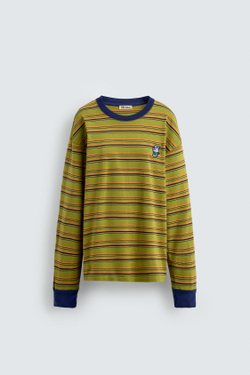 ZARA HARRY LAMBERT X DISNEY ФУТБОЛКА В ПОЛОСКУ С НАШИВКОЙ DAISY DUCK, ЗЕЛЕНЫЙ