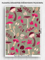 Трансфер для декупажа переводной рисунок для поверхностей мухомор 008