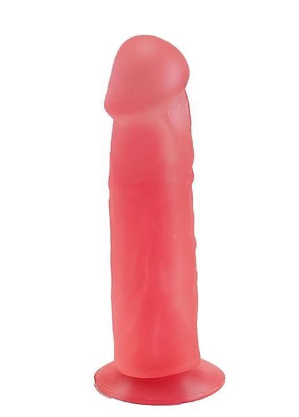 Розовый фаллоимитатор с подошвой-присоской - 18,5 см.