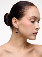 Серьги "Whale Amour" silver черный агат