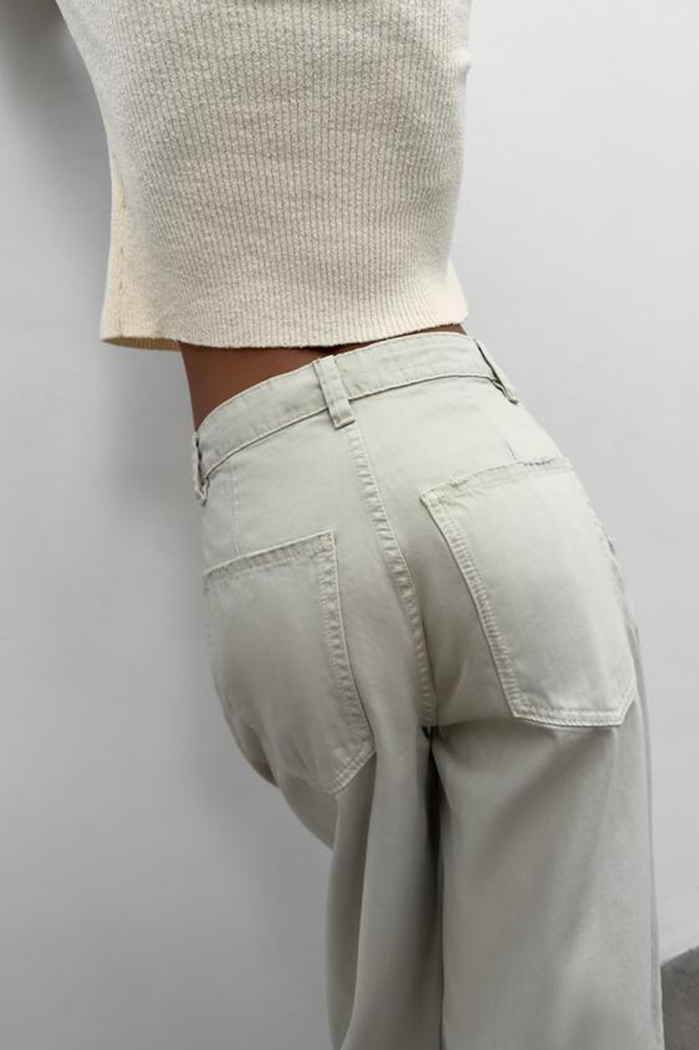 ZARA БРЮКИ BALLOON С ЗАЩИПАМИ, ЛИНЯЛЫЙ ЗЕЛЕНЫЙ