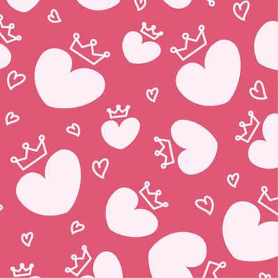 сердечки с коронами на красном