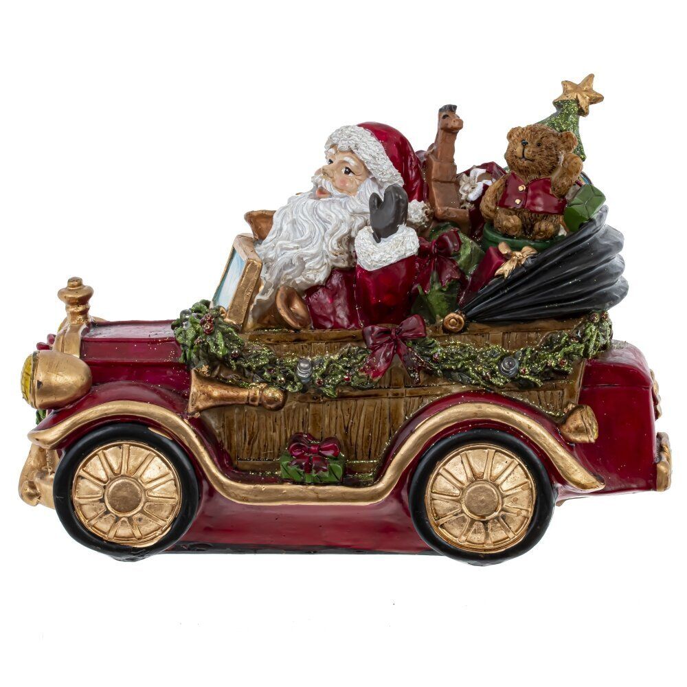 GAEM Фигурка декоративная "Дед Мороз на машине" с подсвет (2xAA н/п), L25 W12 H16 см