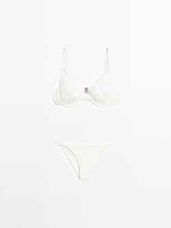 Massimo Dutti Плавки бикини со сборкой, белый