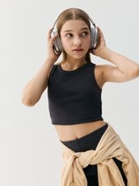 Топ из кашкорсе "Графит" с вырезом на спине 7+