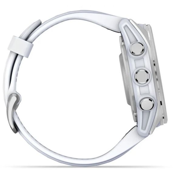 Garmin Fenix 8 43 мм Silver — умные часы с AMOLED-дисплеем и белым ремешком