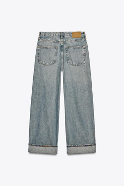 ZARA ДЖИНСЫ BAGGY СО СРЕДНЕЙ ПОСАДКОЙ — ZW COLLECTION, СЕРО-СИНИЙ