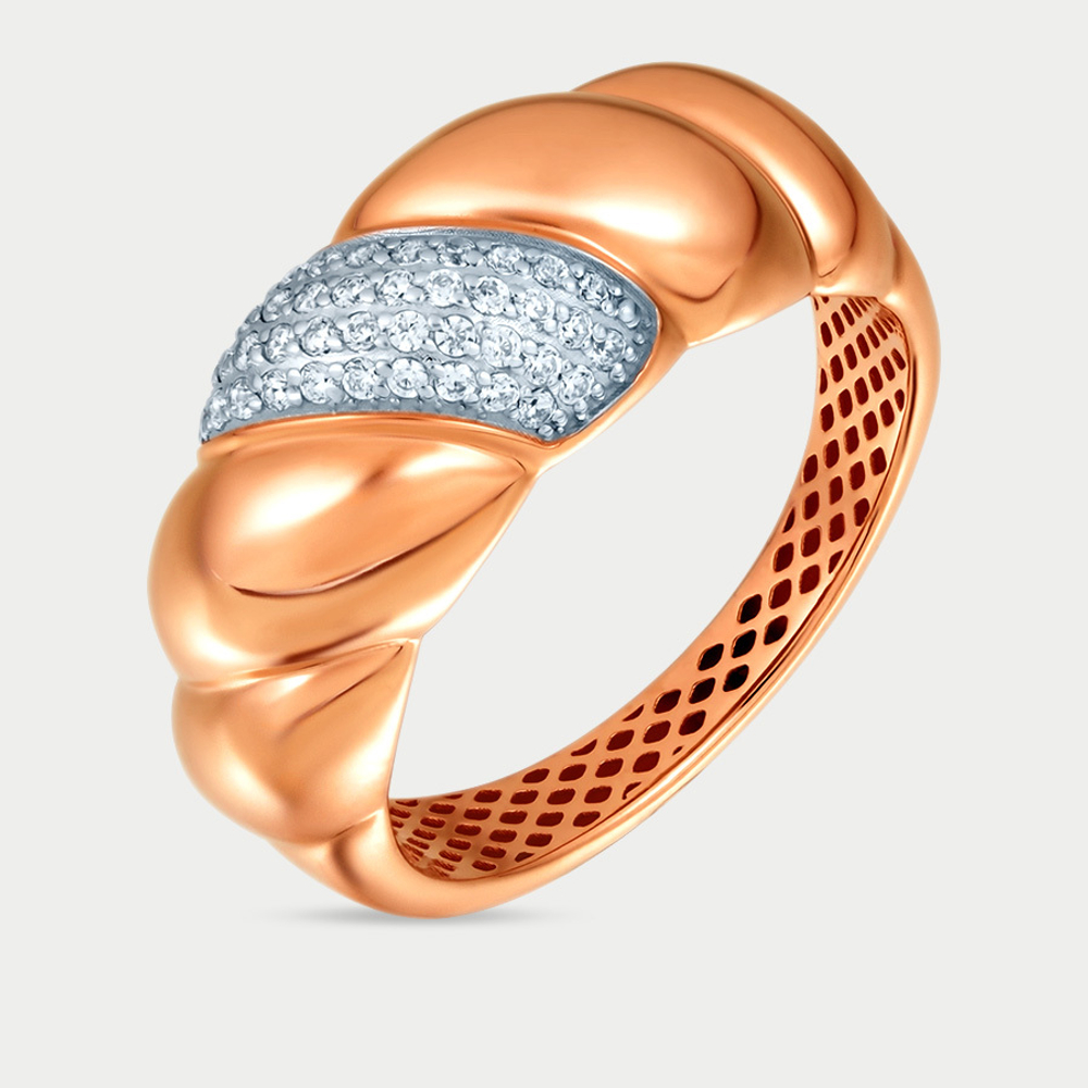 Кольцо женское из розового золота 585 пробы с фианитами (арт. дф110350р)