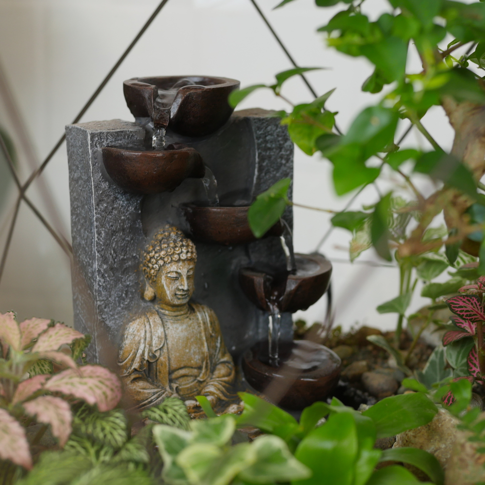 Готовый флорариум бонсай Лигуструм с водопадом Будда Фаберже