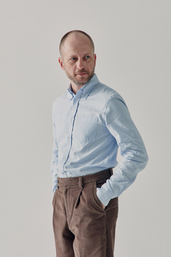 Рубашка OCBD в голубую бенгальскую полоску