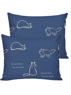 Постельное белье Simple House "Котики" 2-спальный   наволочки 50х70 2шт Простынь на резинке 160х200 см  Пододеяльник 175х215 см