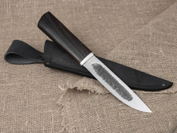 Якутский нож, сталь Х12МФ, рукоять черный мореный ясень, кованый дол