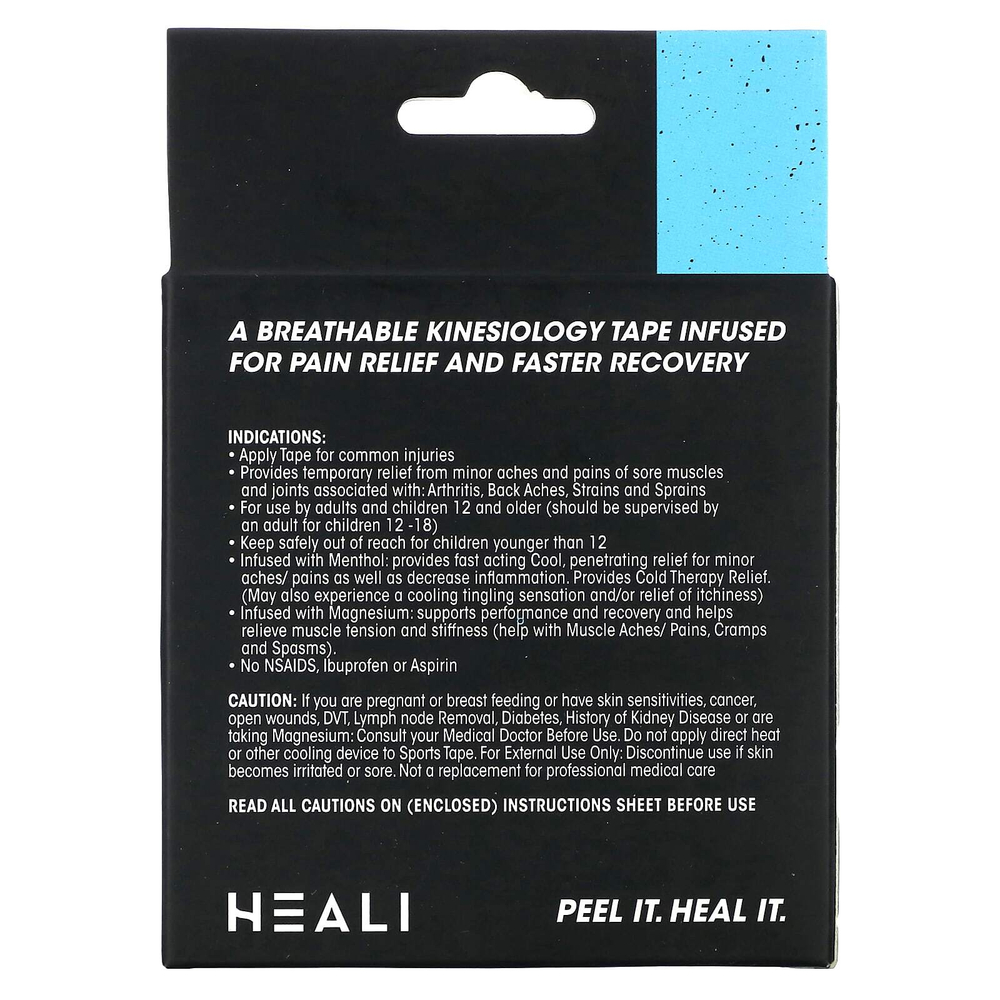 Heali Medical Corp, дышащее эластичное кинезиологическое тейпирование, синий камуфляж, 20 предварительно нарезанных полосок