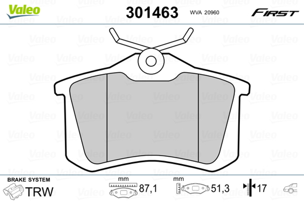 VALEO - 301463-VAL - Brake Pad Set, disc brake