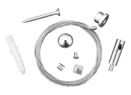 Donel,Универсальный комплект креплений и трос для подвесного монтажа, 2 метра. Компл. 1 шт.,Серия:DN