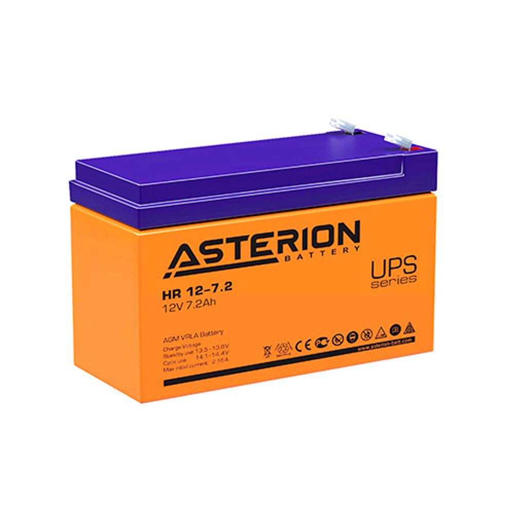 Аккумуляторная батарея Asterion HR 12-7.2 напряжение 12В, емкость 7,2Ач (151x65x100mm)